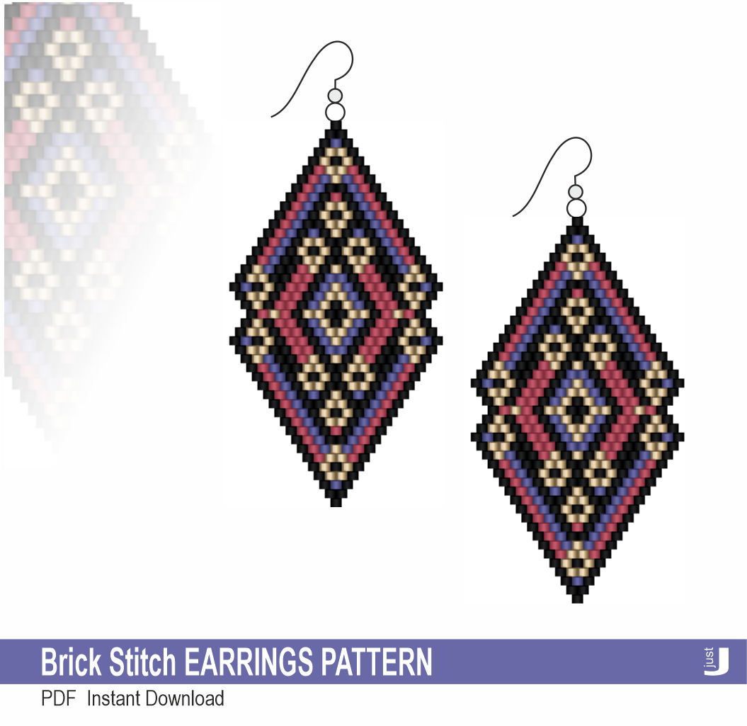 Brick Stitch Earrings Pattern - JJ-BSE-3100 - Just Jewelry